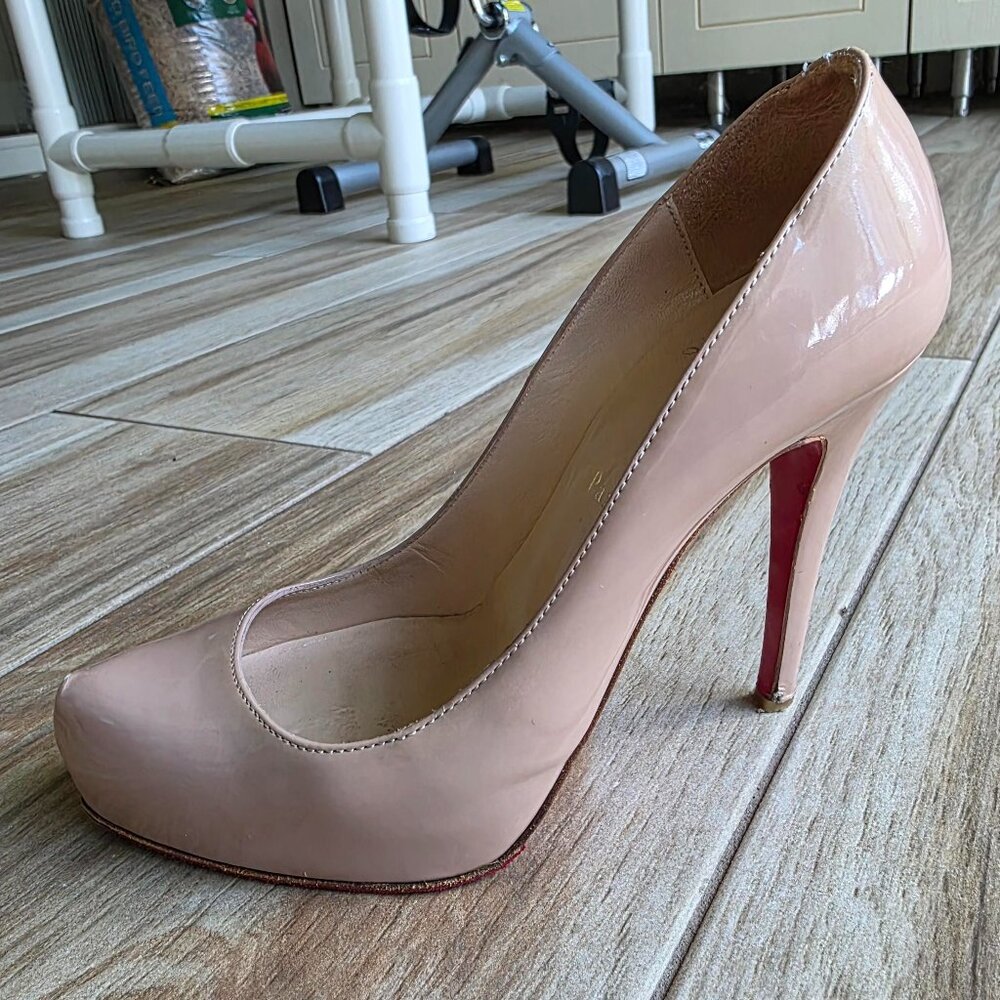 Christian Louboutin Rolando Nude Patent Leather Shoes Eur. 38
